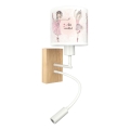 Brilagi - Lampada da parete flessibile a LED per bambini BOBO WOOD 1xE27/25W/230V + LED/3W rovere/bianco/rosa/scarpette da balletto