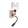 Brilagi - Lampada da parete flessibile a LED per bambini BOBO WOOD 1xE27/25W/230V + LED/3W rovere/nero/bianco/rosa/scarpette da balletto