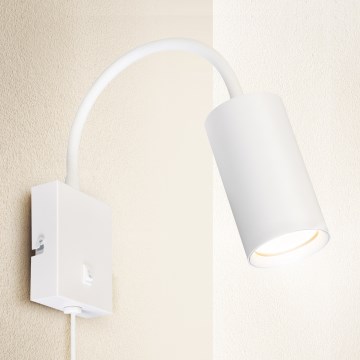 Brilagi - Lampada da parete flessibile con interruttore SELE 1xGU10/30W/230V bianca
