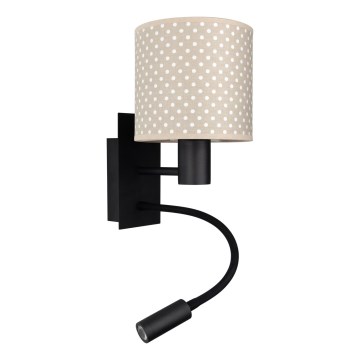 Brilagi - Lampada da parete flessibile LED BOBO 1xE27/25W/230V + LED/3W nero/beige/a pois