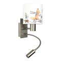 Brilagi - Lampada da parete flessibile LED per bambini BOBO 1xE27/25W/230V + LED/3W cromo opaco/bianco/animaletti