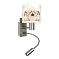 Brilagi - Lampada da parete flessibile LED per bambini BOBO 1xE27/25W/230V + LED/3W cromo opaco/bianco/rosa/fate