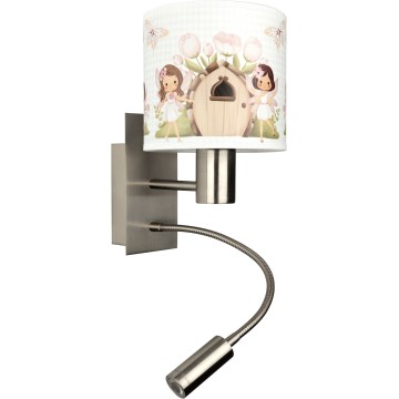 Brilagi - Lampada da parete flessibile LED per bambini BOBO 1xE27/25W/230V + LED/3W cromo opaco/bianco/rosa/fate