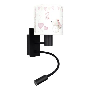 Brilagi - Lampada da parete flessibile LED per bambini BOBO 1xE27/25W/230V + LED/3W nero/crema/coniglietti