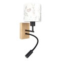 Brilagi - Lampada da parete flessibile LED per bambini BOBO WOOD 1xE27/25W/230V + LED/3W rovere/nera/bianca/coniglietti