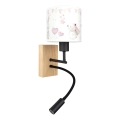 Brilagi - Lampada da parete flessibile LED per bambini BOBO WOOD 1xE27/25W/230V + LED/3W rovere/nera/crema/con coniglietti