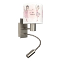 Brilagi - Lampada da parete flessibile per bambini a LED BOBO 1xE27/25W/230V + LED/3W cromato opaco/bianco/rosa/scarpette da ballerina