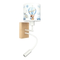 Brilagi - Lampada da parete flessibile per bambini a LED BOBO WOOD 1xE27/25W/230V + LED/3W rovere/bianco/blu/orsetti