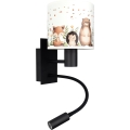 Brilagi - Lampada da parete flessibile per bambini LED BOBO 1xE27/25W/230V + LED/3W nero/bianco/animaletti