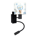 Brilagi - Lampada da parete flessibile per bambini LED BOBO 1xE27/25W/230V + LED/3W nero/bianco/blu/orsetti