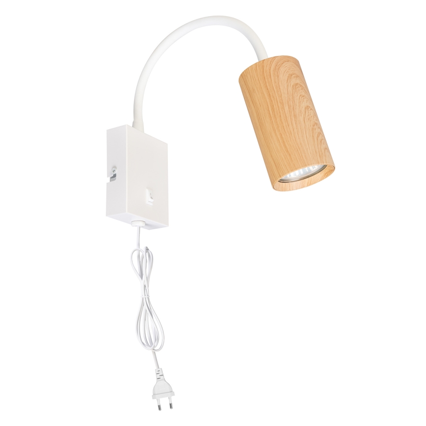 Brilagi - Applique da parete flessibile con interruttore SELE 1xGU10/30W/230V bianco/effetto rovere