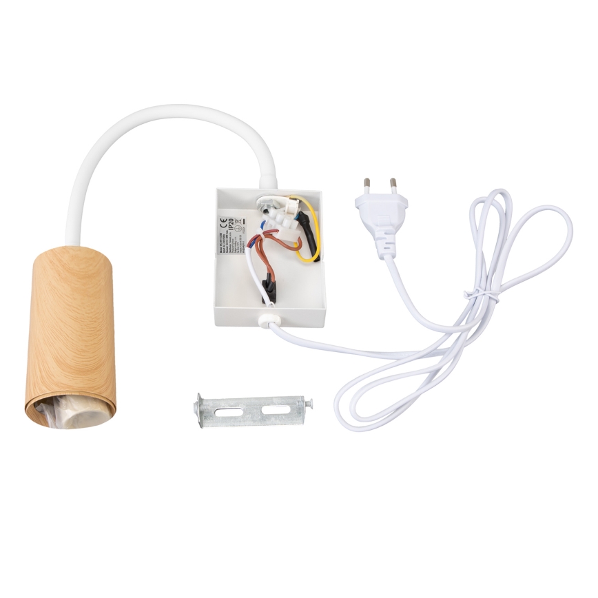 Brilagi - Applique da parete flessibile con interruttore SELE 1xGU10/30W/230V bianco/effetto rovere