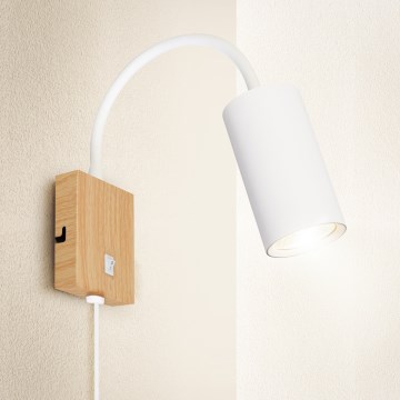 Brilagi - Lampada da parete flessibile SELE 1xGU10/30W/230V bianco/decor rovere