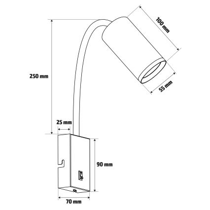 Brilagi - Lampada da parete flessibile SELE 1xGU10/30W/230V bianco/decor rovere