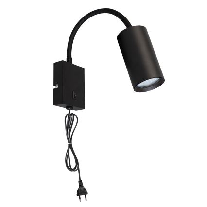Brilagi - Lampada da parete flessibile con interruttore SELE 1xGU10/30W/230V nera