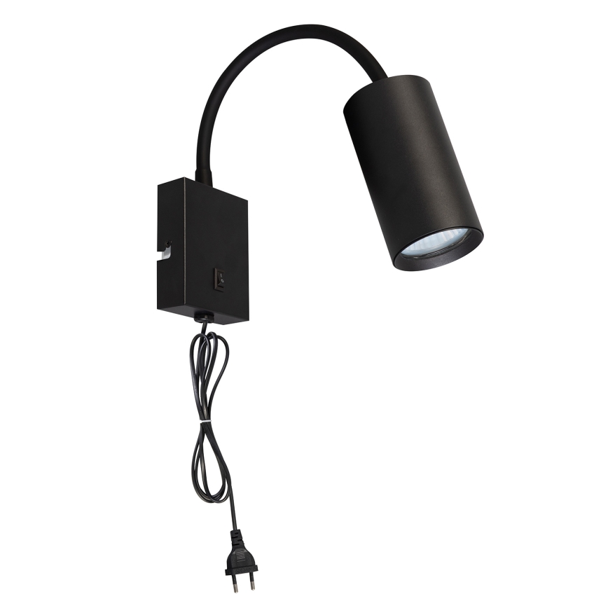 Brilagi - Lampada da parete flessibile con interruttore SELE 1xGU10/30W/230V nera