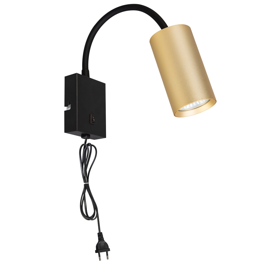 Brilagi - Lampada da parete flessibile con interruttore SELE 1xGU10/30W/230V nero/oro