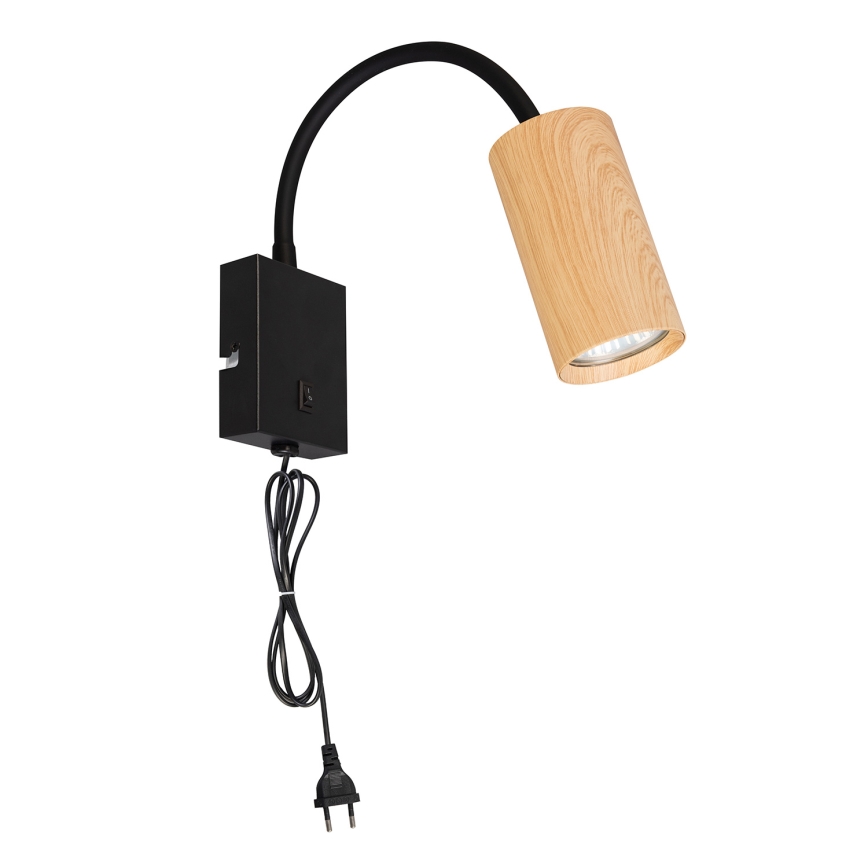 Brilagi - Lampada da parete flessibile SELE con interruttore, 1xGU10/30W/230V, nero/effetto rovere