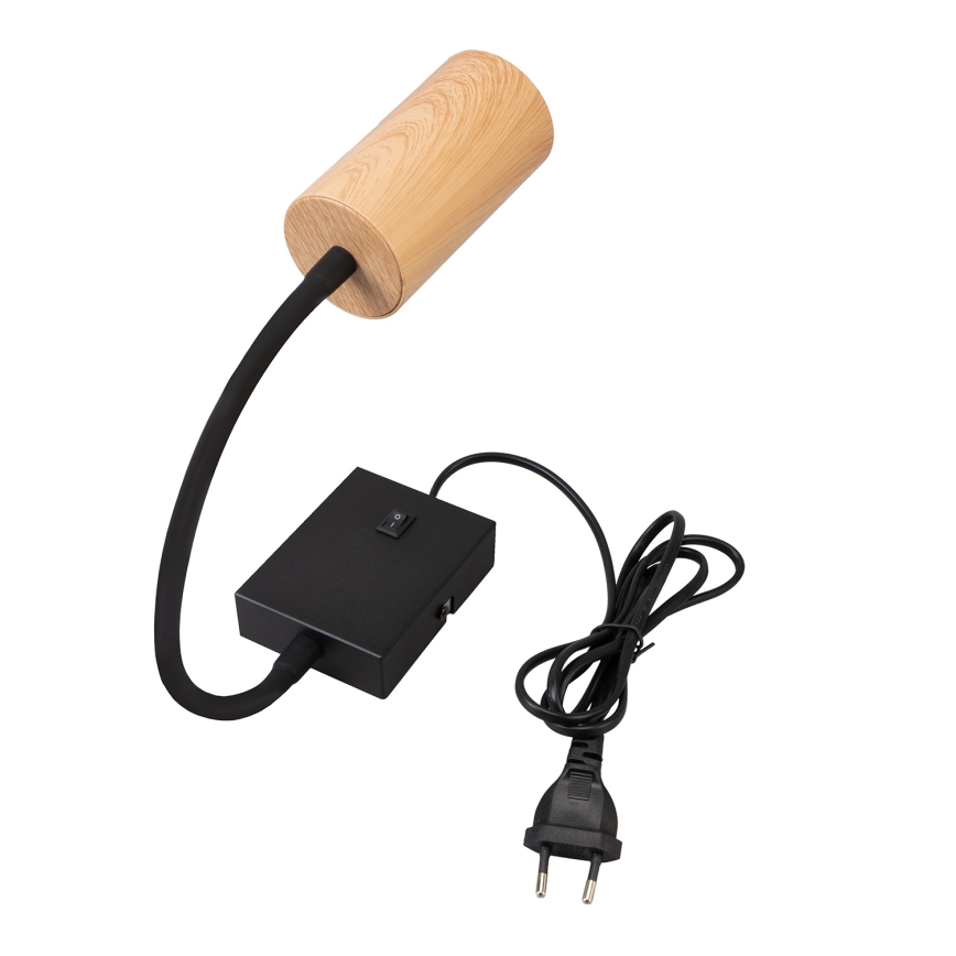 Brilagi - Lampada da parete flessibile SELE con interruttore, 1xGU10/30W/230V, nero/effetto rovere