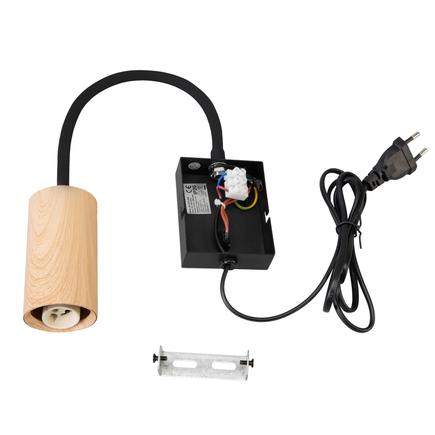 Brilagi - Lampada da parete flessibile SELE con interruttore, 1xGU10/30W/230V, nero/effetto rovere