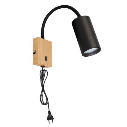 Brilagi - Lampada da parete flessibile con interruttore SELE 1xGU10/30W/230V nero/finitura rovere