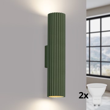 Brilagi - Lampada da parete LED CRESTO 2xGU10/10W/230V 30 cm verde