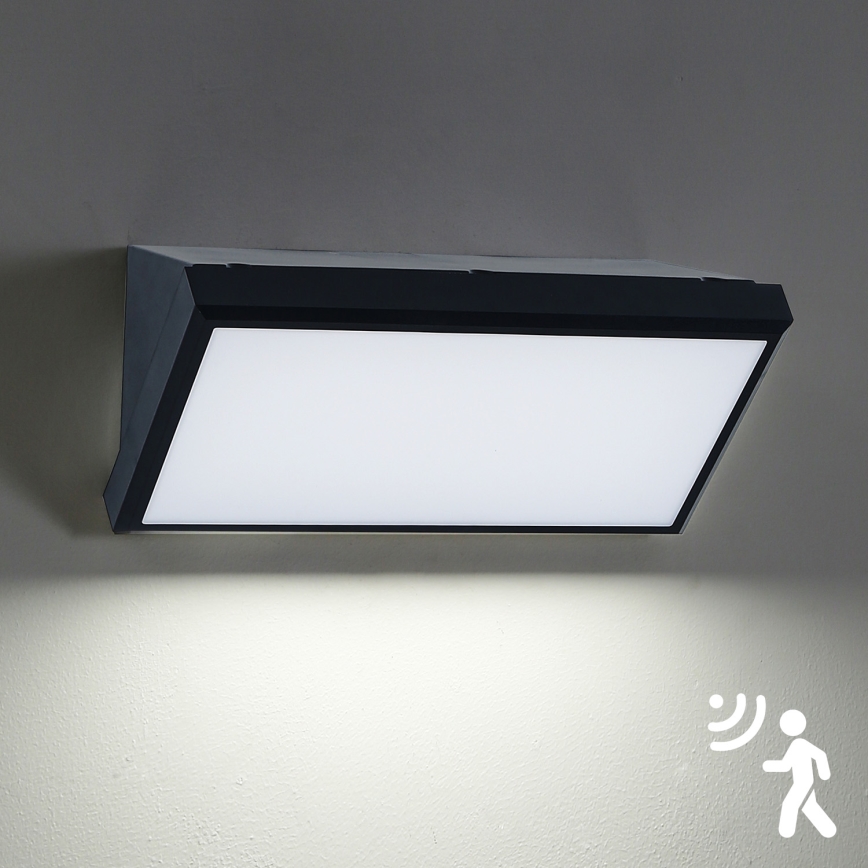 Brilagi - Lampada da parete LED da esterno con sensore TRIANGLE LED/20W/230V nero IP65