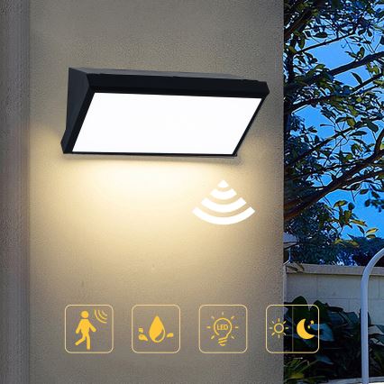 Brilagi - Lampada da parete LED da esterno con sensore TRIANGLE LED/20W/230V nero IP65