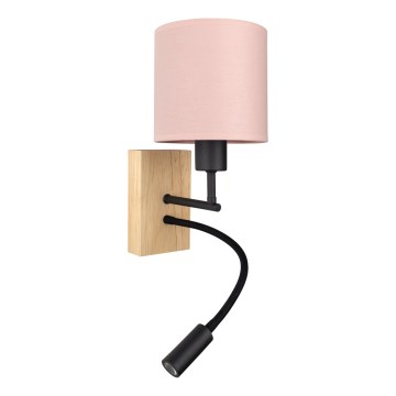 Brilagi - Lampada da parete LED flessibile BOBO WOOD 1xE27/25W/230V + LED/3W rovere/nero/rosa