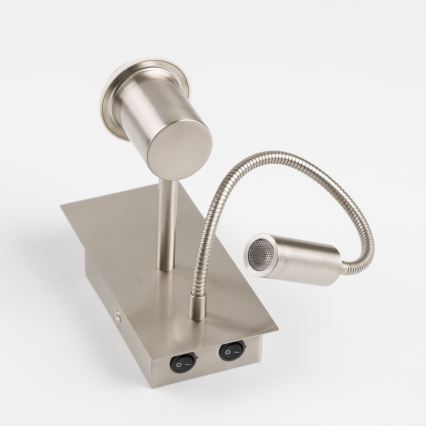 Brilagi - Lampada da parete LED flessibile NUBILA 1xE27/25W/230V + LED/3W cromo opaco/giallo