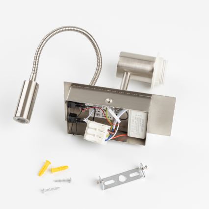 Brilagi - Lampada da parete LED flessibile NUBILA 1xE27/25W/230V + LED/3W cromo opaco/giallo