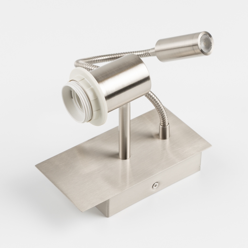 Brilagi - Applique flessibile LED NUBILA 1xE27/25W/230V + LED/3W cromo opaco/grigio chiaro