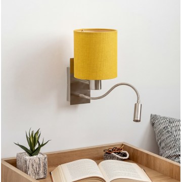 Brilagi - Lampada da parete LED flessibile NUBILA 1xE27/25W/230V + LED/3W cromo opaco/giallo