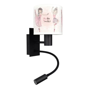 Brilagi - Lampada da parete LED flessibile per bambini BOBO 1xE27/25W/230V + LED/3W nero/bianco/rosa/ballerine