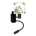 Brilagi - Lampada da parete LED flessibile per bambini BOBO 1xE27/25W/230V + LED/3W nero/bianco/verde/giungla