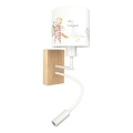 Brilagi - Lampada da parete LED flessibile per bambini BOBO WOOD 1xE27/25W/230V + LED/3W rovere/bianco con animaletti