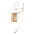Brilagi - Lampada da parete LED flessibile per bambini BOBO WOOD 1xE27/25W/230V + LED/3W rovere/bianco/crema/coniglietti