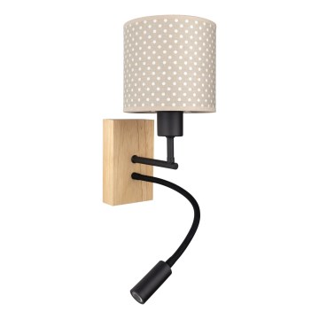 Brilagi - Lampada da parete LED flessibile per bambini BOBO WOOD 1xE27/25W/230V + LED/3W rovere/nero/beige/a pois