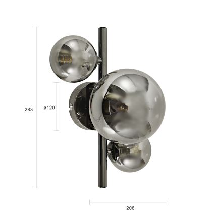 Brilagi - Lampada da parete LED MILLA 3xG9/3W/230V nero cromato/fumé