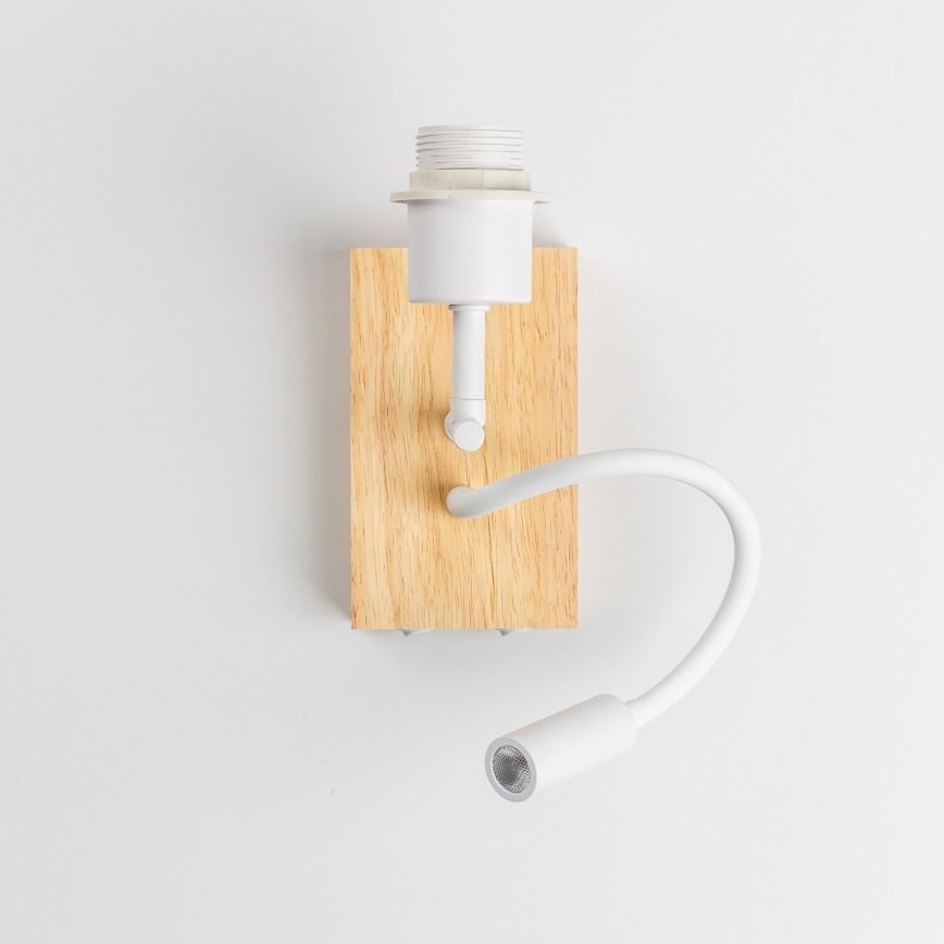 Brilagi - Lampada da parete flessibile a LED NUBILA WOOD 1xE27/25W/230V + LED/3W rovere/bianco/arancione