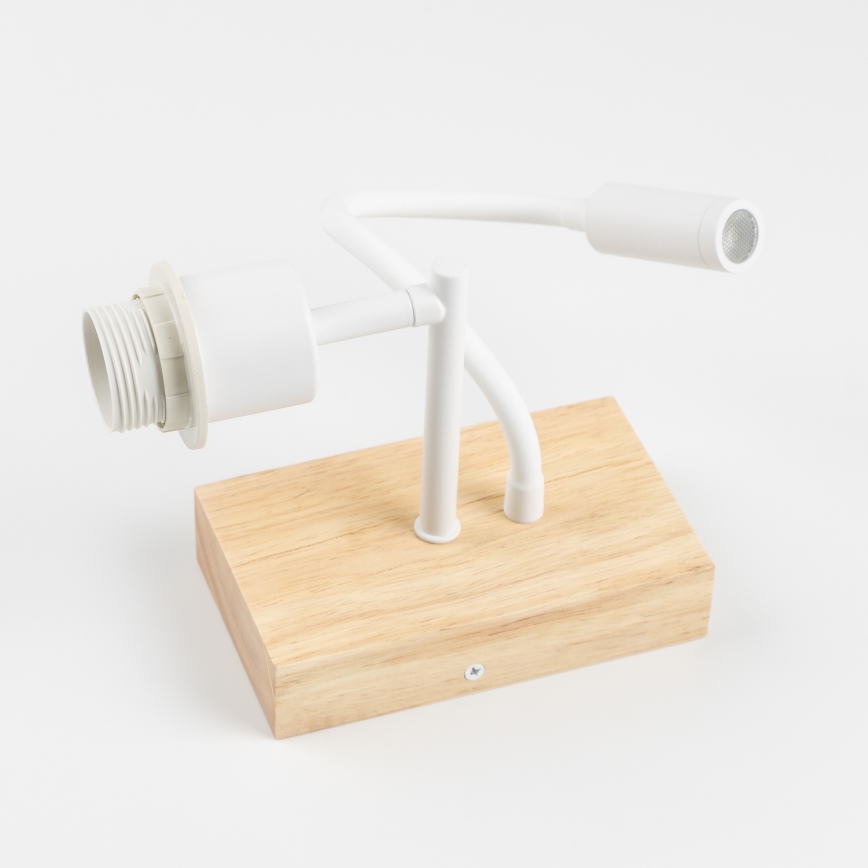 Brilagi - Lampada da parete flessibile a LED NUBILA WOOD 1xE27/25W/230V + LED/3W rovere/bianco/arancione