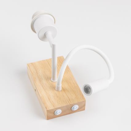 Brilagi - Lampada LED da parete flessibile NUBILA WOOD 1xE27/25W/230V + LED/3W rovere/bianco/grigio chiaro