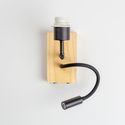 Brilagi - Lampada da parete flessibile a LED NUBILA WOOD 1xE27/25W/230V + LED/3W rovere/nero/arancione