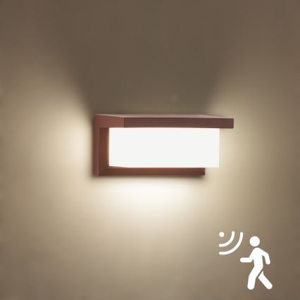 Brilagi - Lampada da parete LED per esterni con sensore BRICKY LED/12W/230V, marrone, IP54