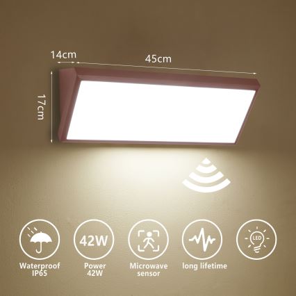 Brilagi - Applique LED da esterno con sensore TRIANGLE LED/42W/230V, 45 cm, marrone, IP65