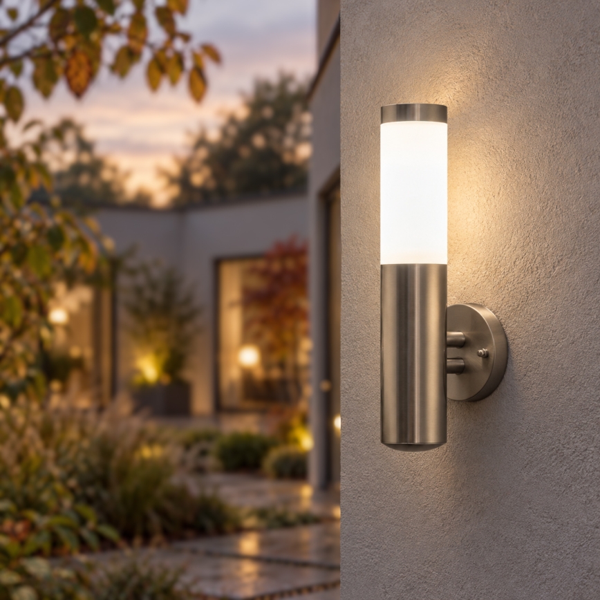 BRILAGI - Lampada da parete LED per esterni ELIA 1xE27/7W/230V 4000K IP44 cromo opaco