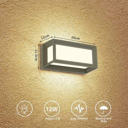 Brilagi - Lampada da parete LED per esterni PARKER/12W/230V grigio IP44