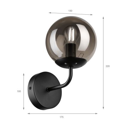 Brilagi - Lampada da parete MALIVA 1xE14/15W/230V nero/fumé