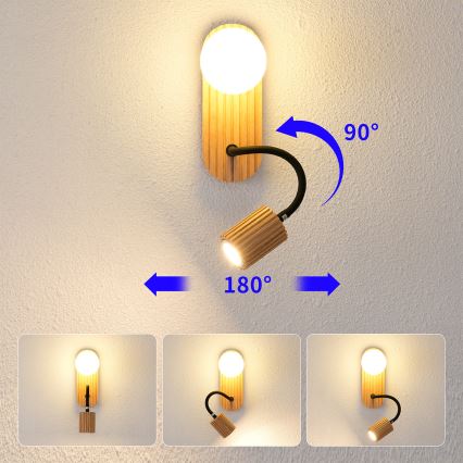 Brilagi - Lampada da parete MODERN WOOD 1xG9/5W/230V + 1xGU10/8W in legno di Hevea