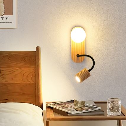 Brilagi - Lampada da parete MODERN WOOD 1xG9/5W/230V + 1xGU10/8W in legno di Hevea